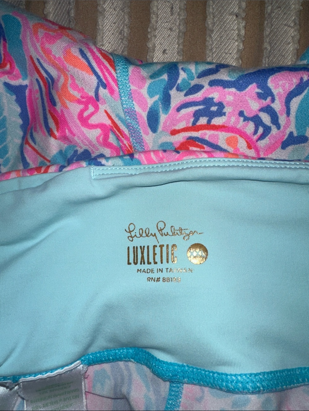 Lilly Pulitzer Blue Pink Multicolor Floral-Print Leggings - Picture 3 of 3